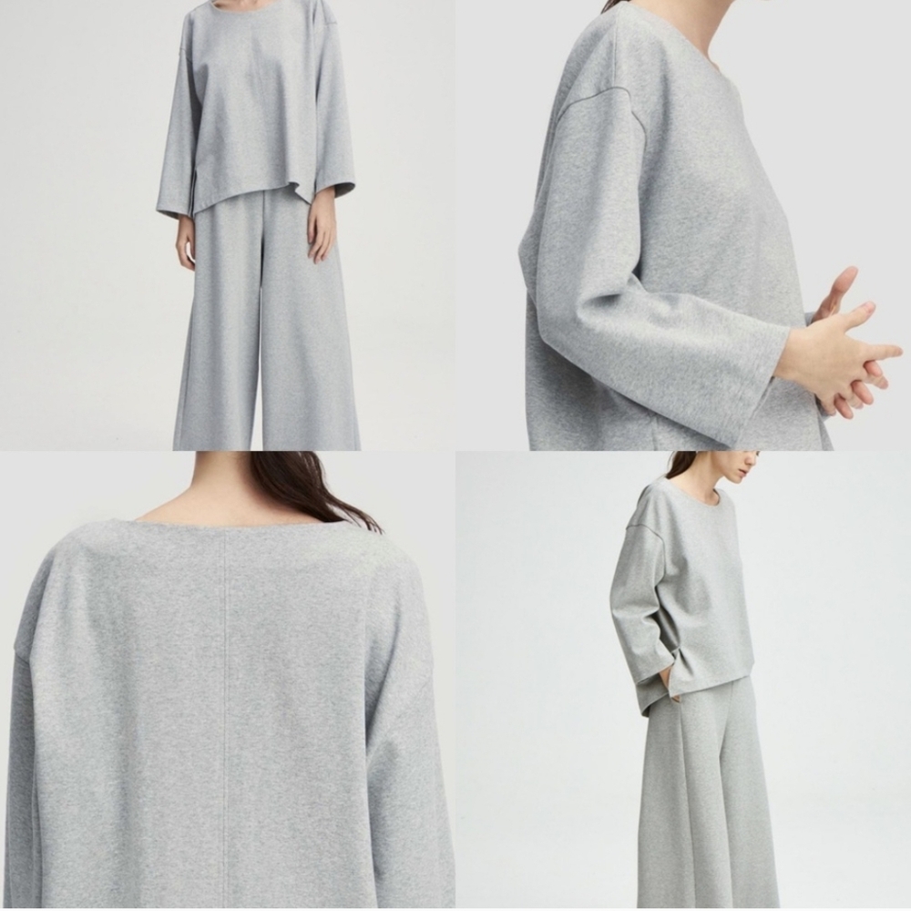 {L} NAP Loungewear Pure Cotton Loose Cut Sweatshirt Heathered Gray